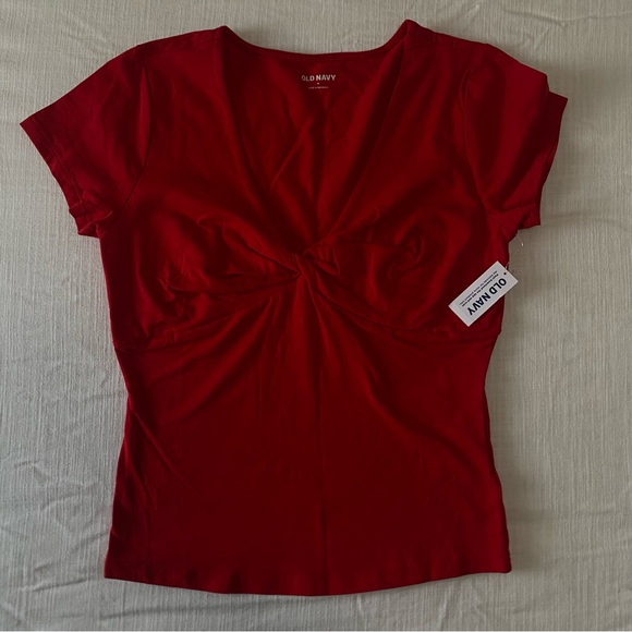 Old Navy Tops - Old Navy Red Ruched Cap Sleeve Blouse